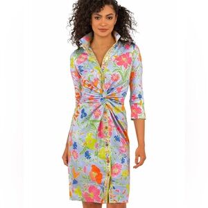 Gretchen Scott Designs Floral Dress Jersey Twist & Shout- Birds and the Bees